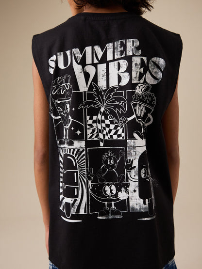 Dsiney Kidz - Black Back Print Tank Vest (3-16yrs) image 1