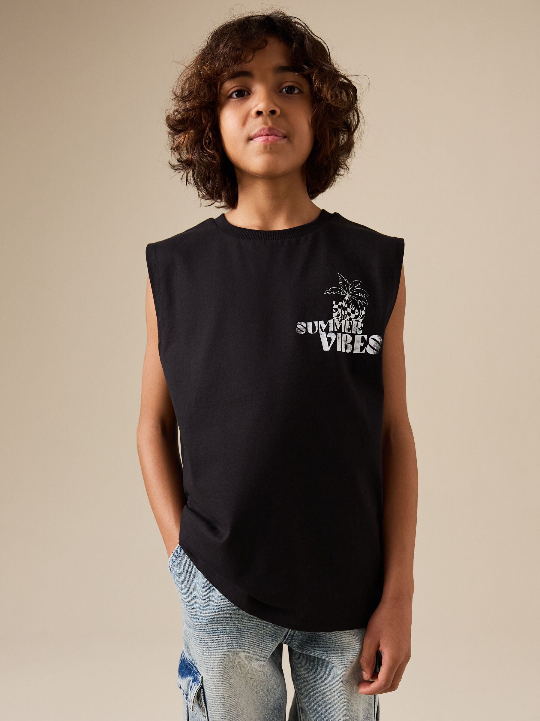 Dsiney Kidz - Black Back Print Tank Vest (3-16yrs) image 2