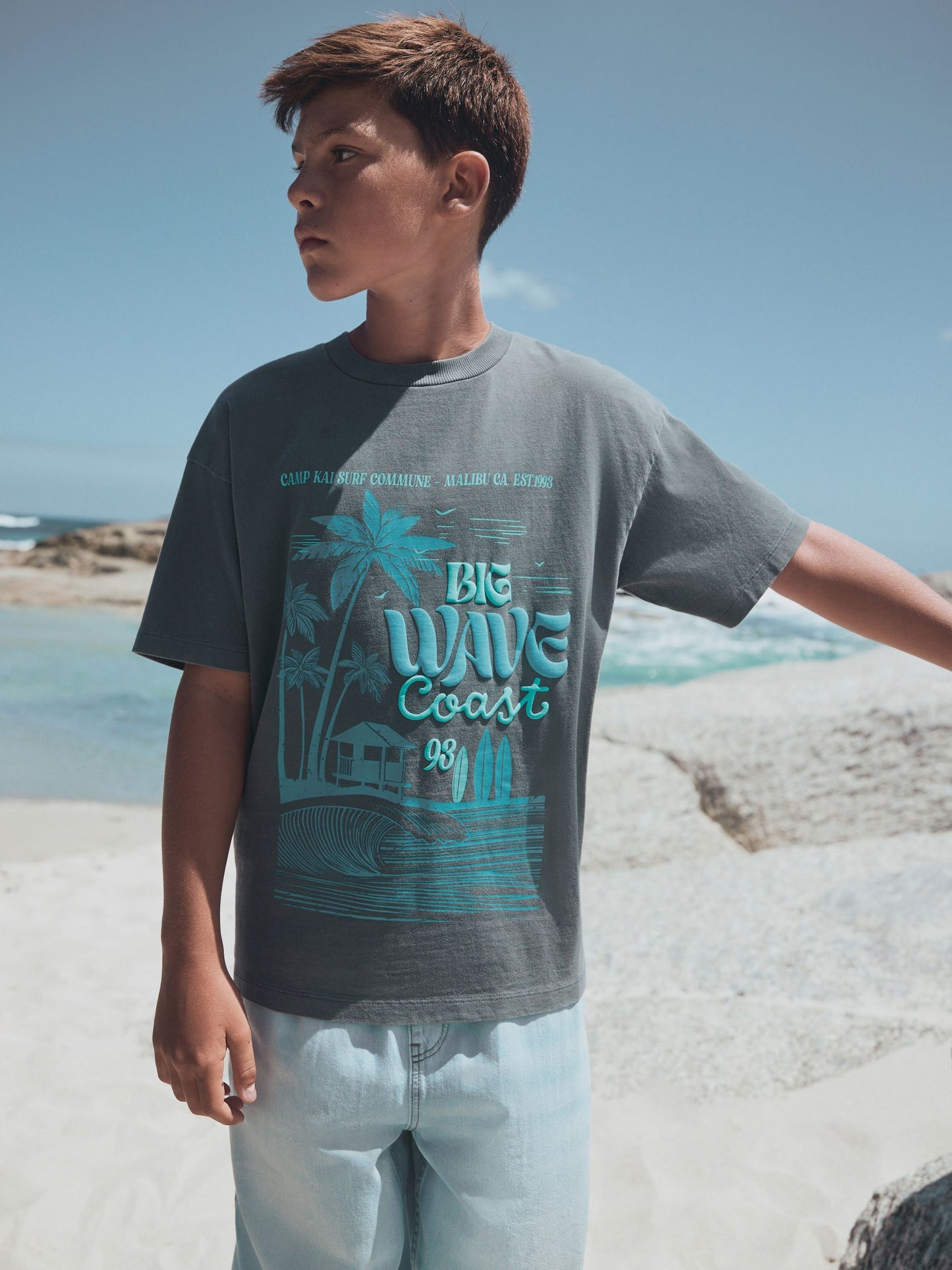 Dsiney Kidz - Charcoal Grey Washed Graphic T-Shirt (3-16yrs) image 1
