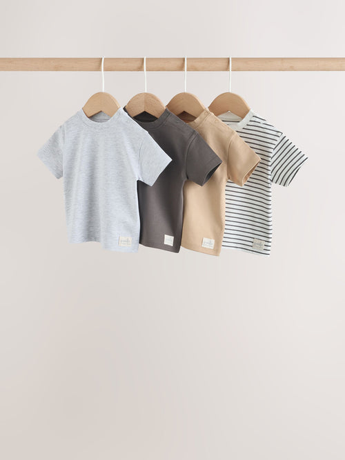 Mono/Neutral Short Sleeve Baby T-Shirts 4 Pack (0mths-2yrs) image 1