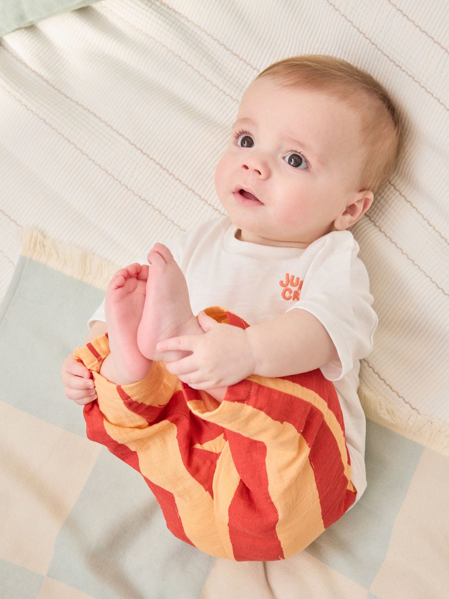 Orange Stripe Safari Animals Top & Trousers Baby Set (0mths-2yrs) image 1