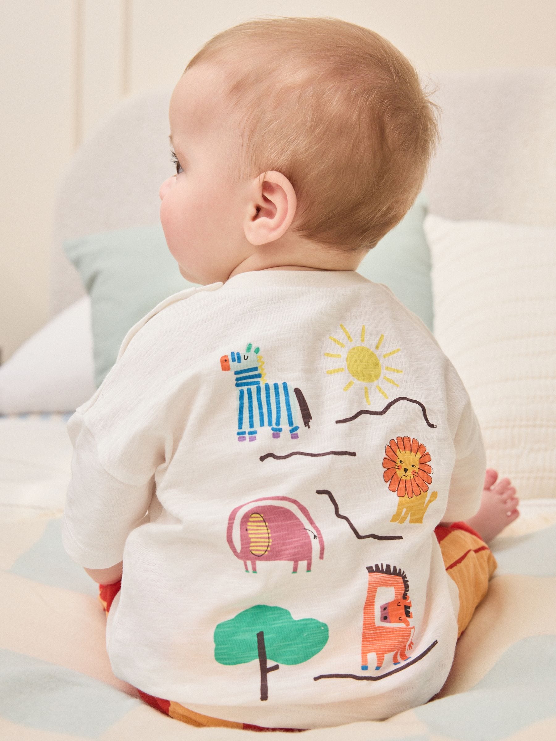 Orange Stripe Safari Animals Top & Trousers Baby Set (0mths-2yrs) image 3