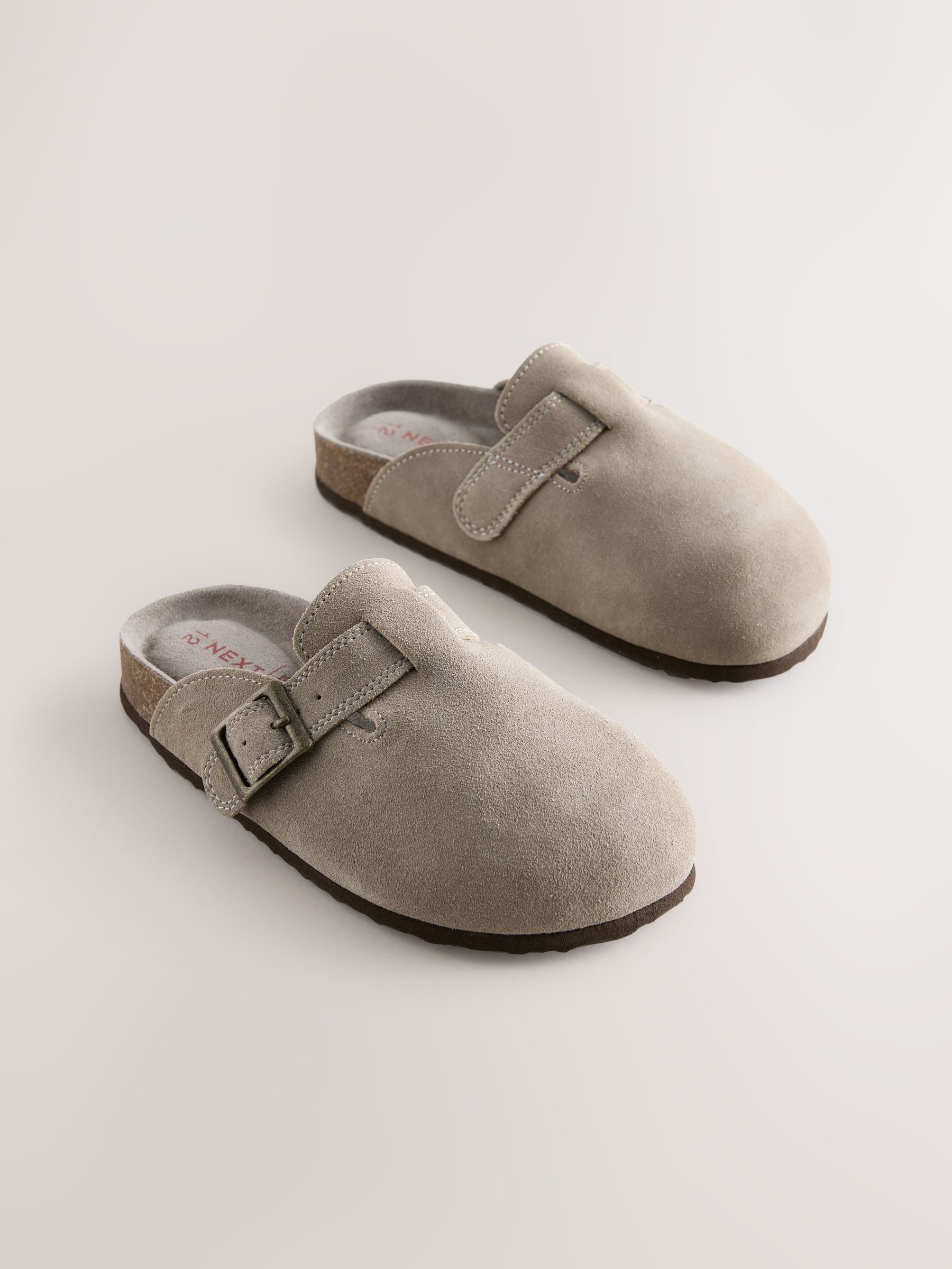 Neutral Suede Corkbed Clogs image 1