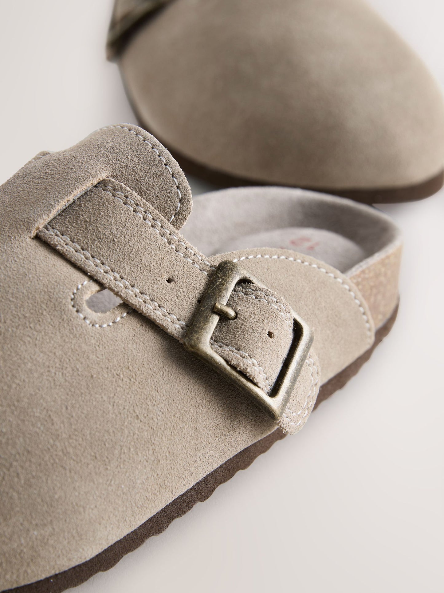 Neutral Suede Corkbed Clogs image 3