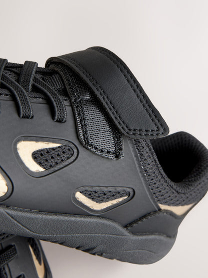 Black/Gold Barefoot Touch Fastening Elastic Lace Trainers image 5