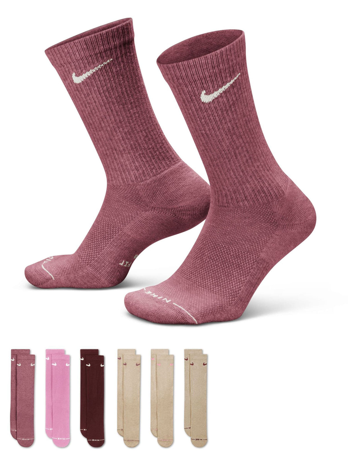 Nike Pink Multi Everyday Crew Socks 6 Pack - image 1