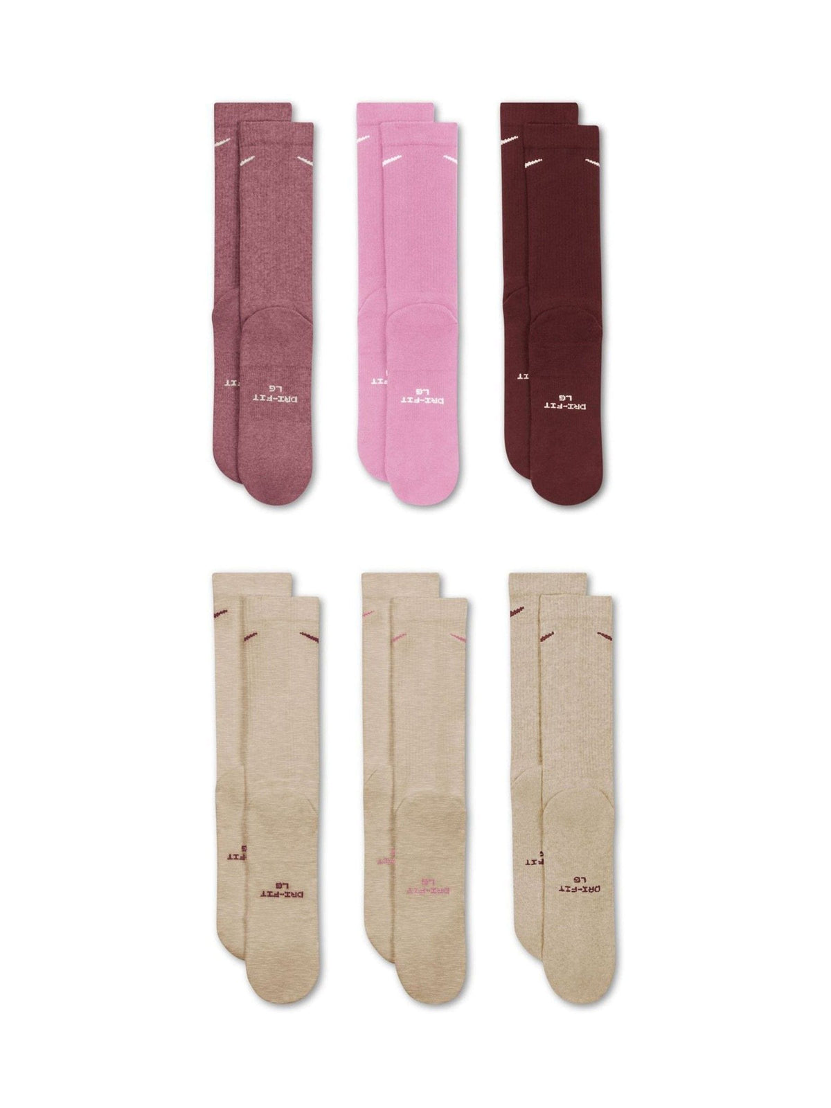 Nike Pink Multi Everyday Crew Socks 6 Pack - image 3