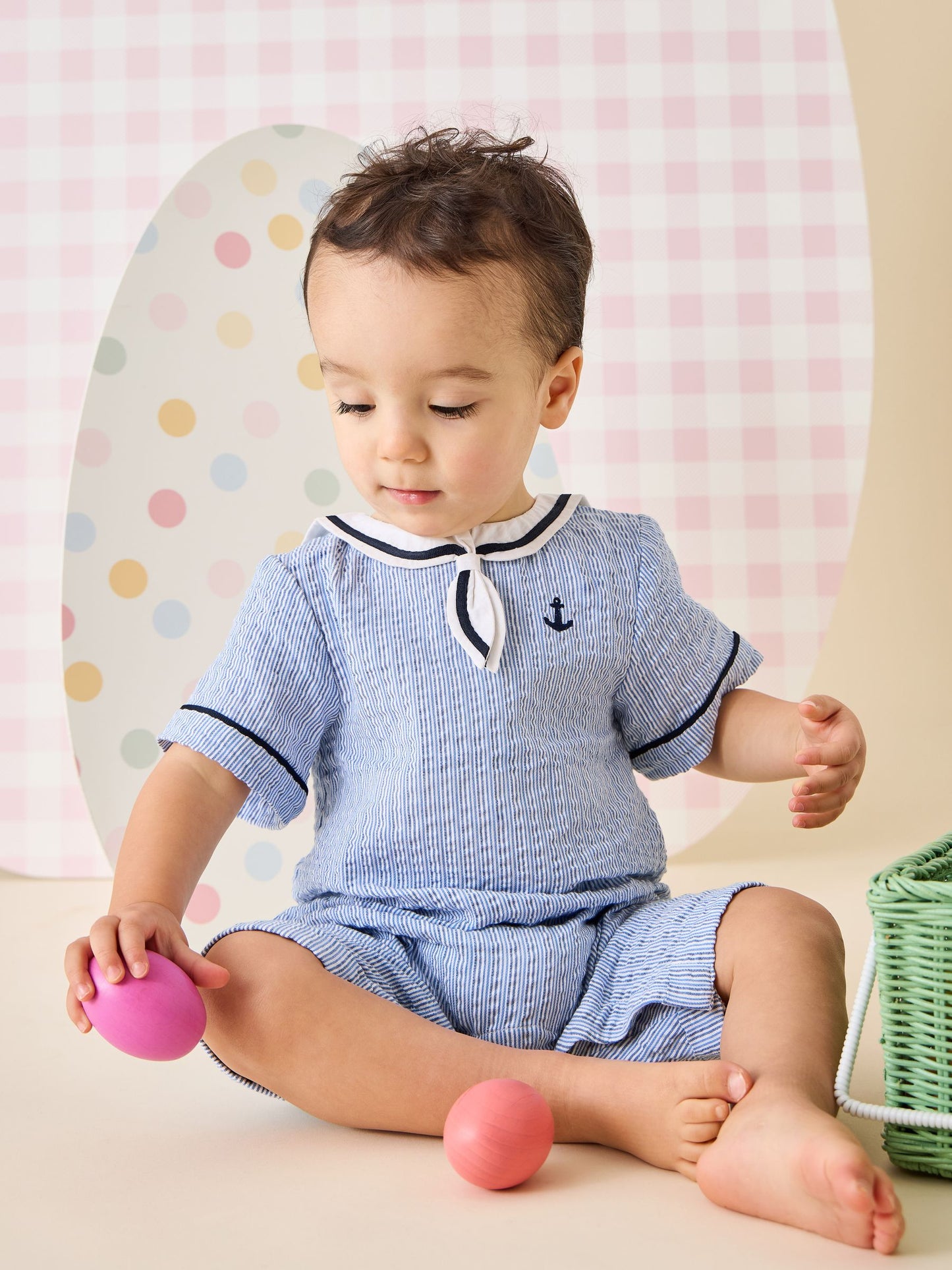 JoJo Maman Bébé Navy Blue Sailor Romper image 1