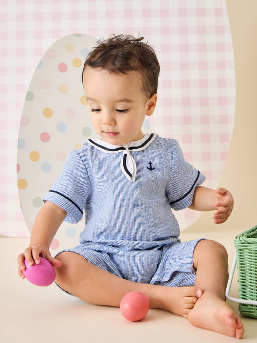 JoJo Maman Bébé Navy Blue Sailor Romper image 1