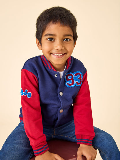 Dsiney Kidz - JoJo Maman Bébé Navy Blue Red Bomber Jacket With Badges image 1
