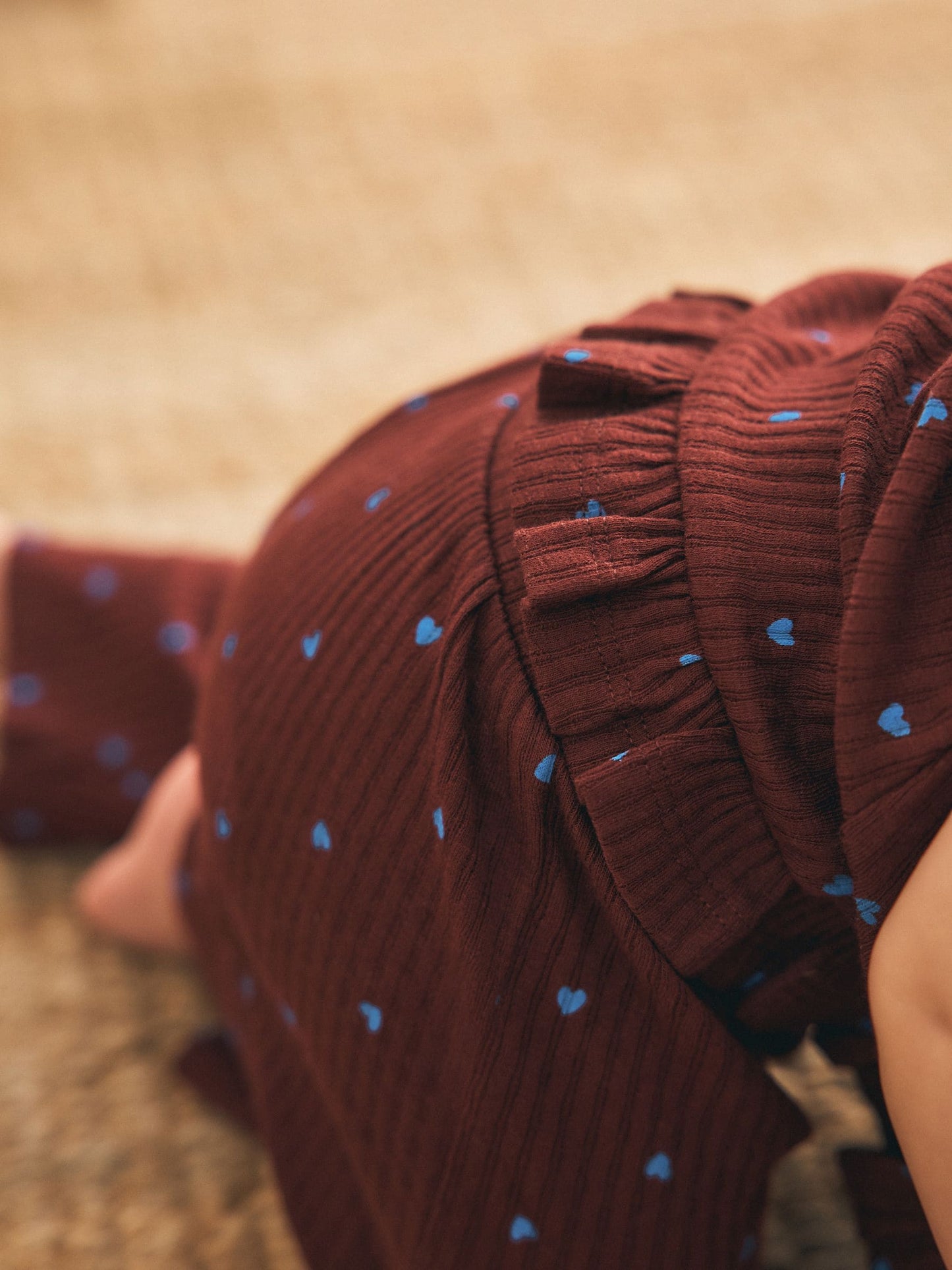 Chocolate Brown And Blue Spot Rib Baby Top And Wide Leg Trousers Set 2 Piece (0mths-2yrs) image 3
