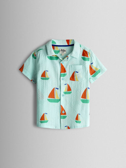 Dsiney Kidz - JoJo Maman Bébé Blue Boat Print Shirt image 1