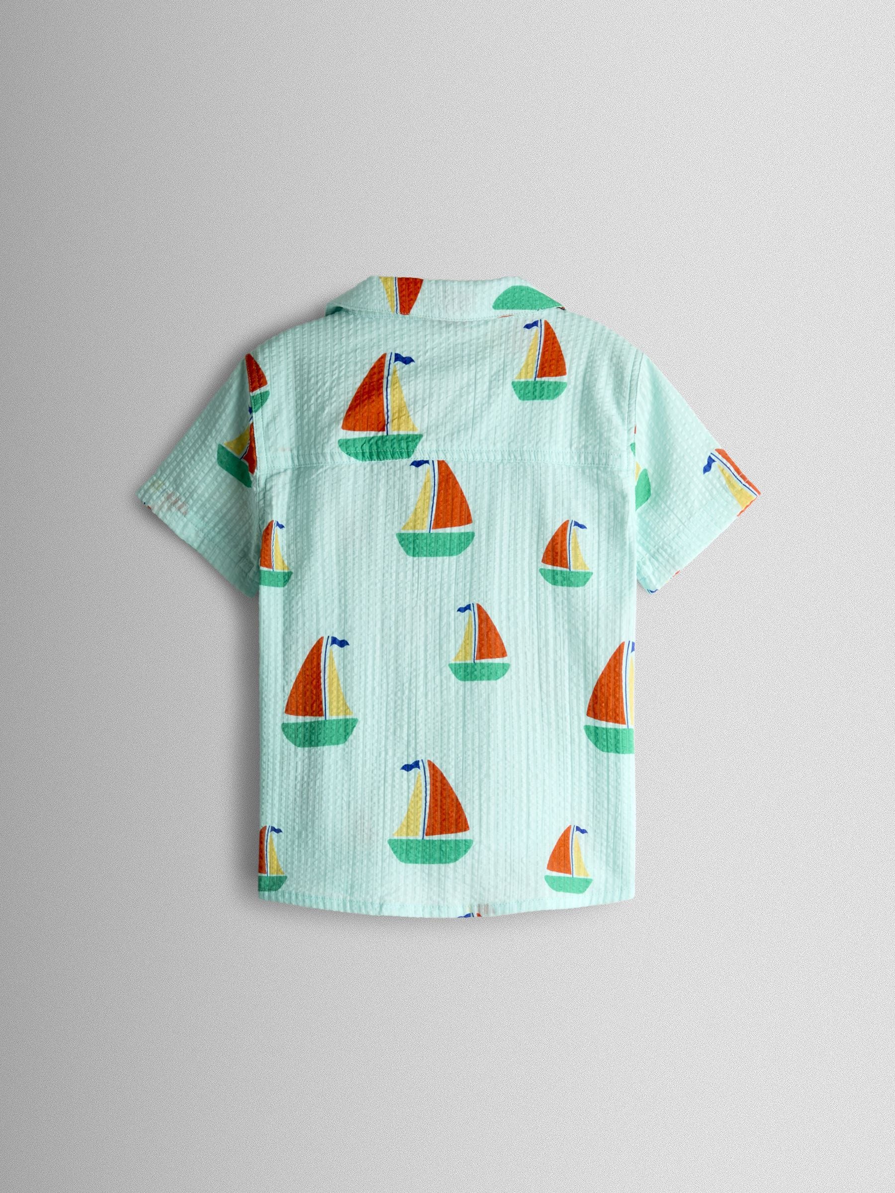 Dsiney Kidz - JoJo Maman Bébé Blue Boat Print Shirt image 2