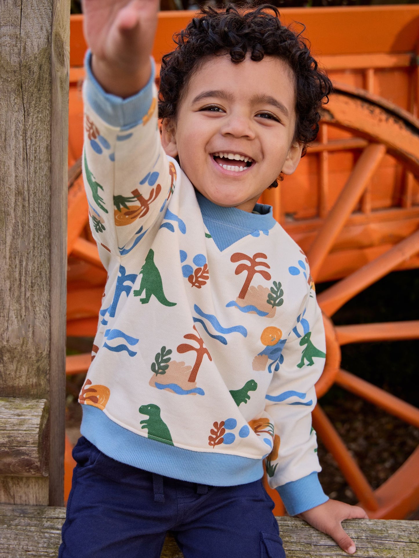 Dsiney Kidz - JoJo Maman Bébé Cream Papercut Dino Print Sweatshirt image 1