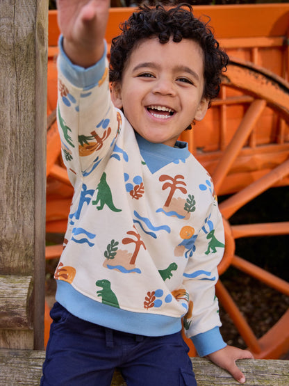 Dsiney Kidz - JoJo Maman Bébé Cream Papercut Dino Print Sweatshirt image 1