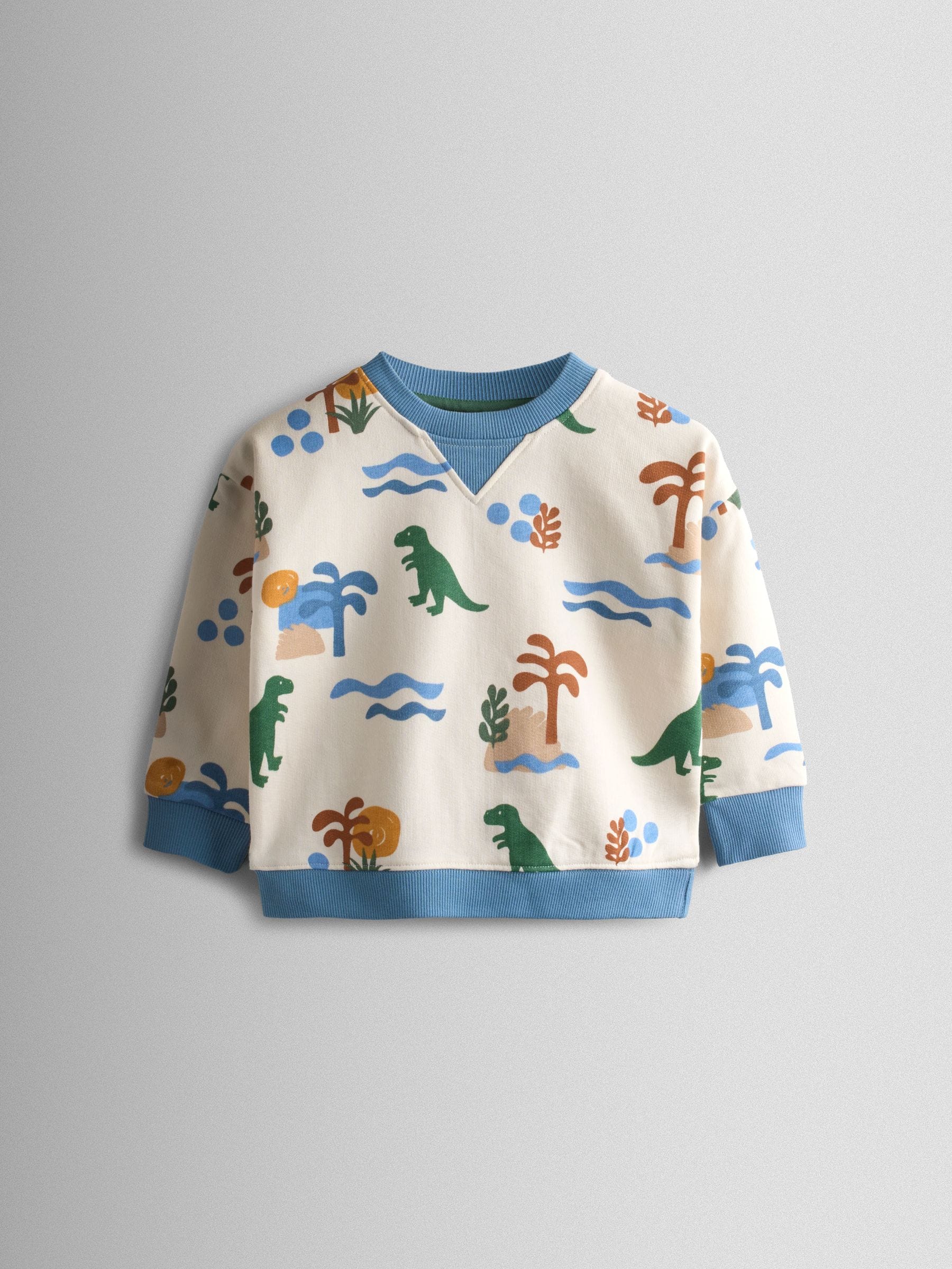 Dsiney Kidz - JoJo Maman Bébé Cream Papercut Dino Print Sweatshirt image 2