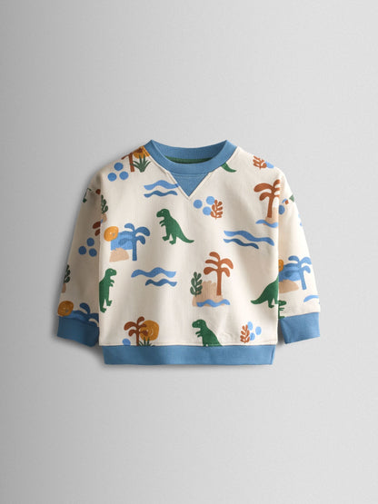 Dsiney Kidz - JoJo Maman Bébé Cream Papercut Dino Print Sweatshirt image 2