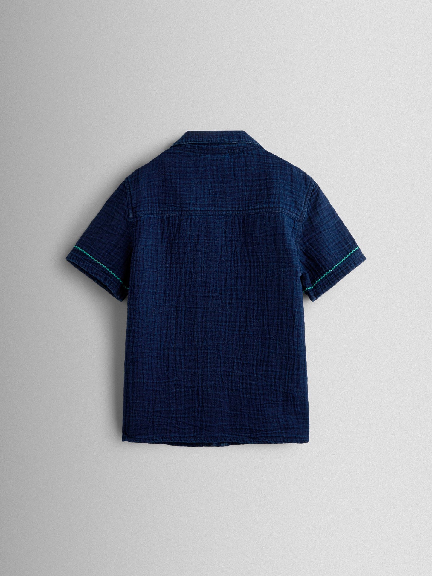 JoJo Maman Bébé Navy Blue Seaside Embroidered Cheesecloth Shirt image 3