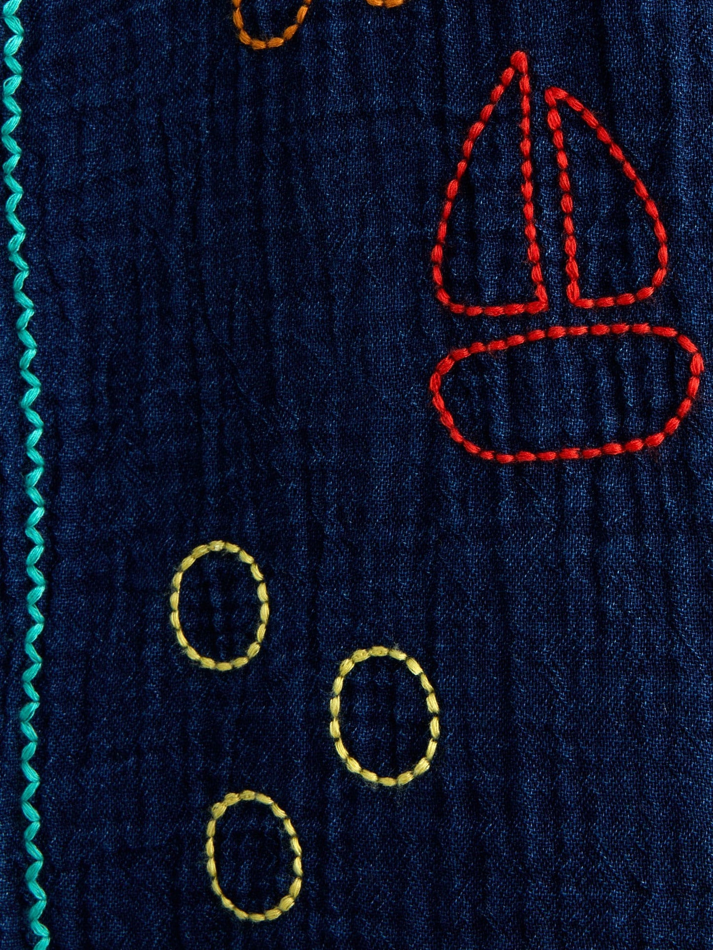 JoJo Maman Bébé Navy Blue Seaside Embroidered Cheesecloth Shirt image 4