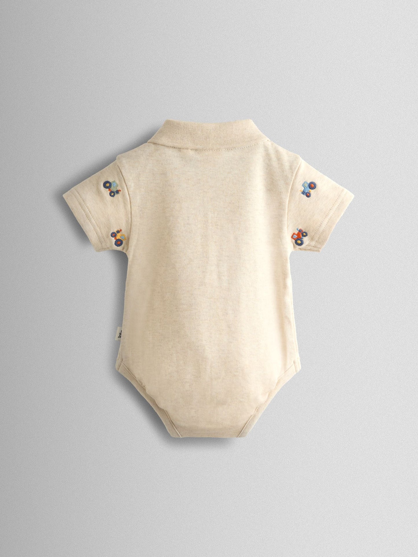 JoJo Maman Bébé Natural Tractor Embroidered Polo Body image 2