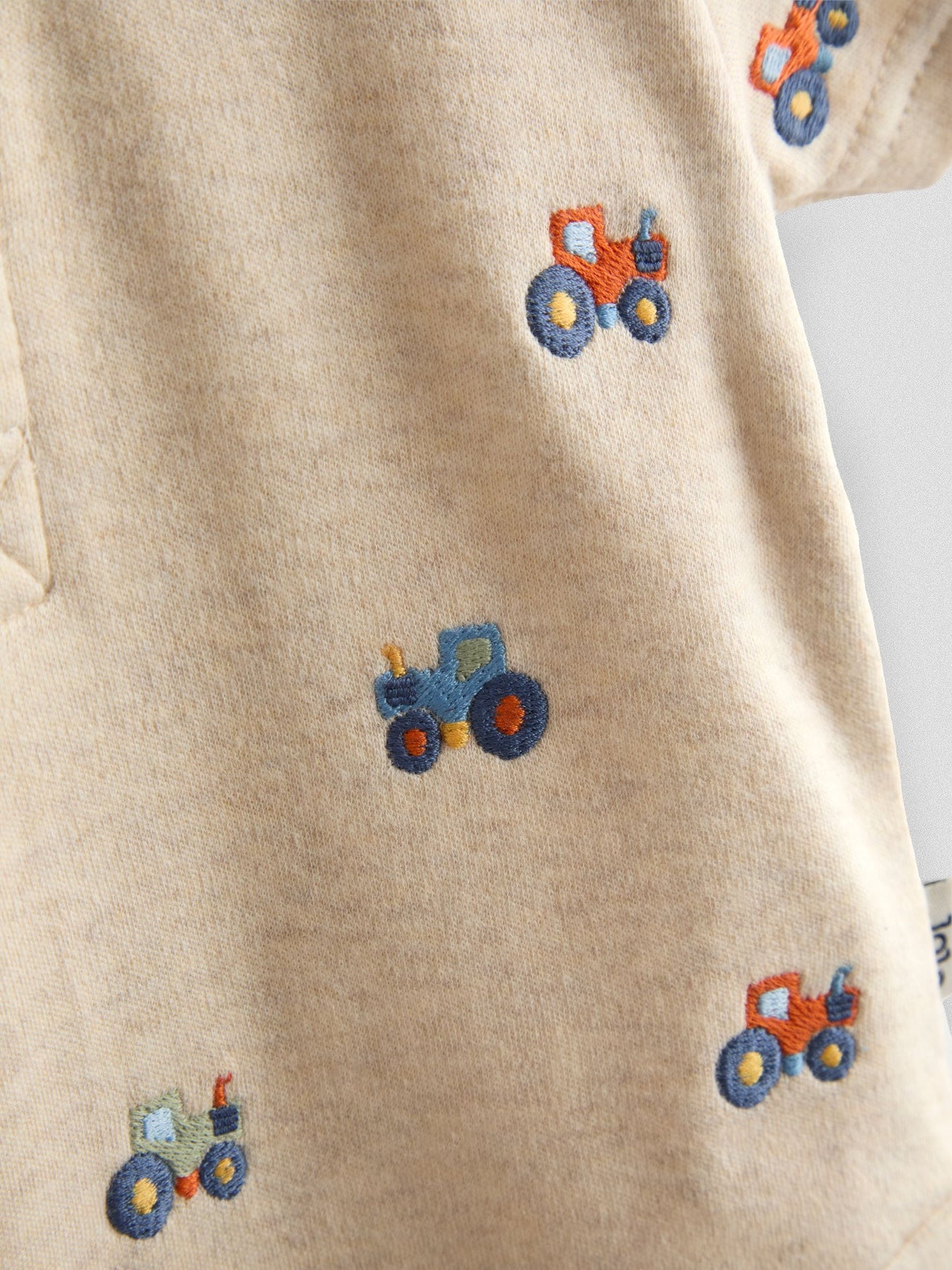 JoJo Maman Bébé Natural Tractor Embroidered Polo Body image 3