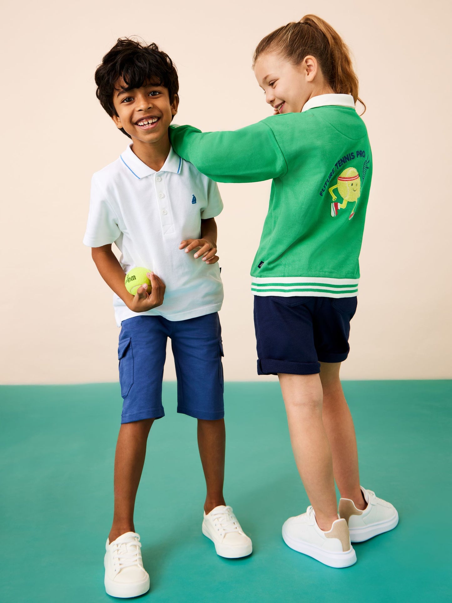 Dsiney Kidz - JoJo Maman Bébé Green Tennis Applique Half Zip Sweatshirt image 2