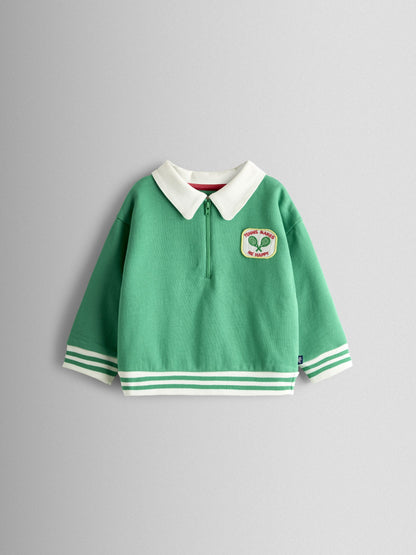 Dsiney Kidz - JoJo Maman Bébé Green Tennis Applique Half Zip Sweatshirt image 3