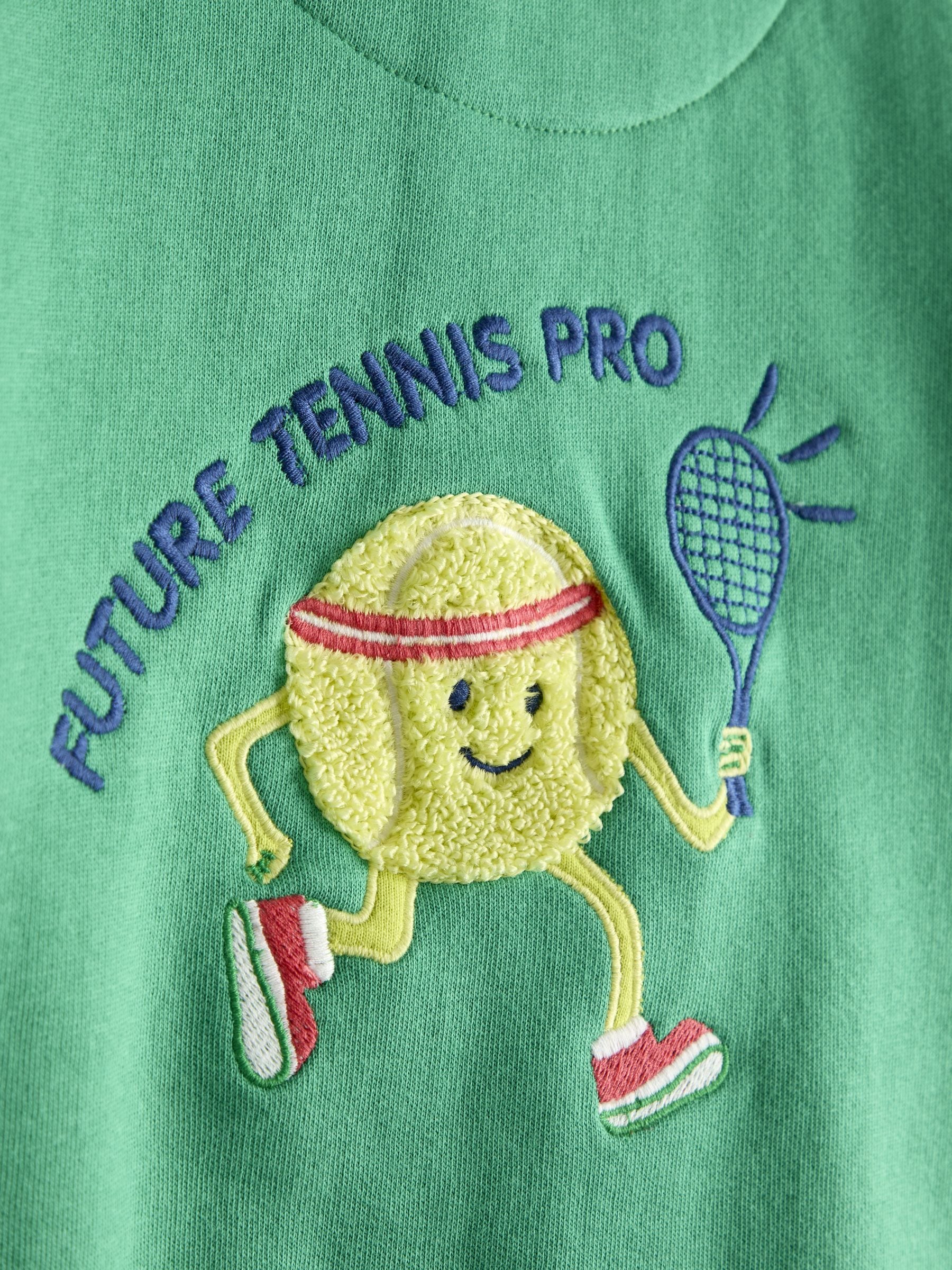 Dsiney Kidz - JoJo Maman Bébé Green Tennis Applique Half Zip Sweatshirt image 6