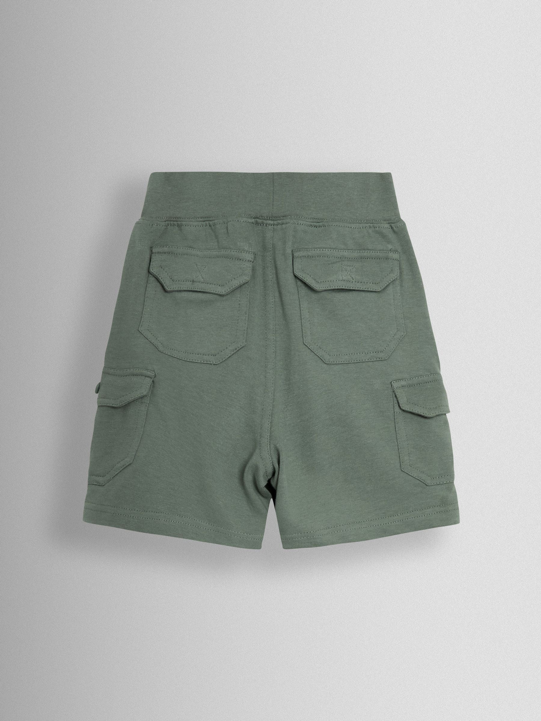 Dsiney Kidz - JoJo Maman Bébé Green 2-Pack Cargo Jogger Shorts Khaki Green image 4