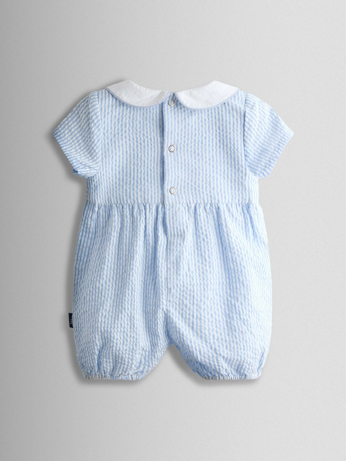 JoJo Maman Bébé Light Blue Boat Classic Smocked Romper image 2