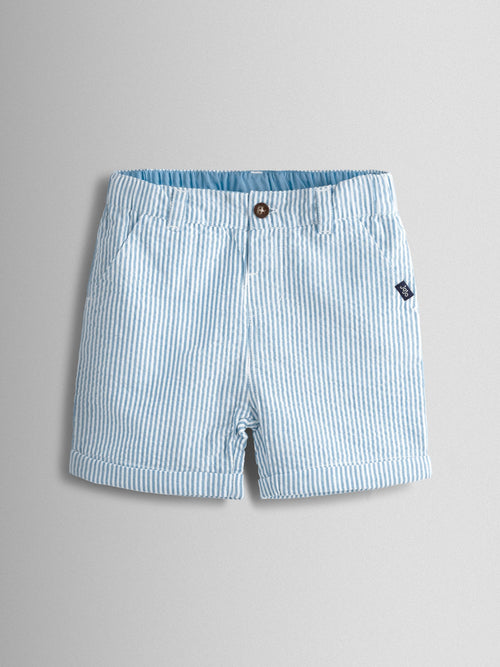 JoJo Maman Bébé Blue Seersucker Stripe Shorts image 1