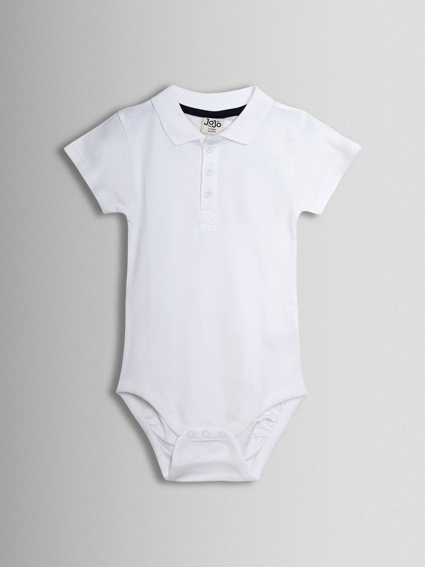 JoJo Maman Bébé White & Light Blue 2-Pack Plain Polo Shirt Bodysuits image 2