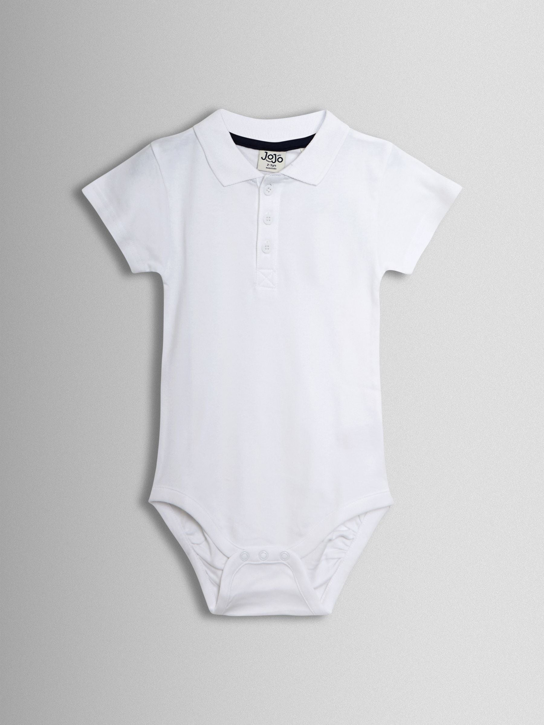 JoJo Maman Bébé White & Light Blue 2-Pack Plain Polo Shirt Bodysuits image 2