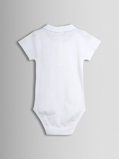 JoJo Maman Bébé White & Light Blue 2-Pack Plain Polo Shirt Bodysuits image 3