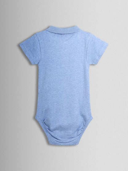 JoJo Maman Bébé White & Light Blue 2-Pack Plain Polo Shirt Bodysuits image 5