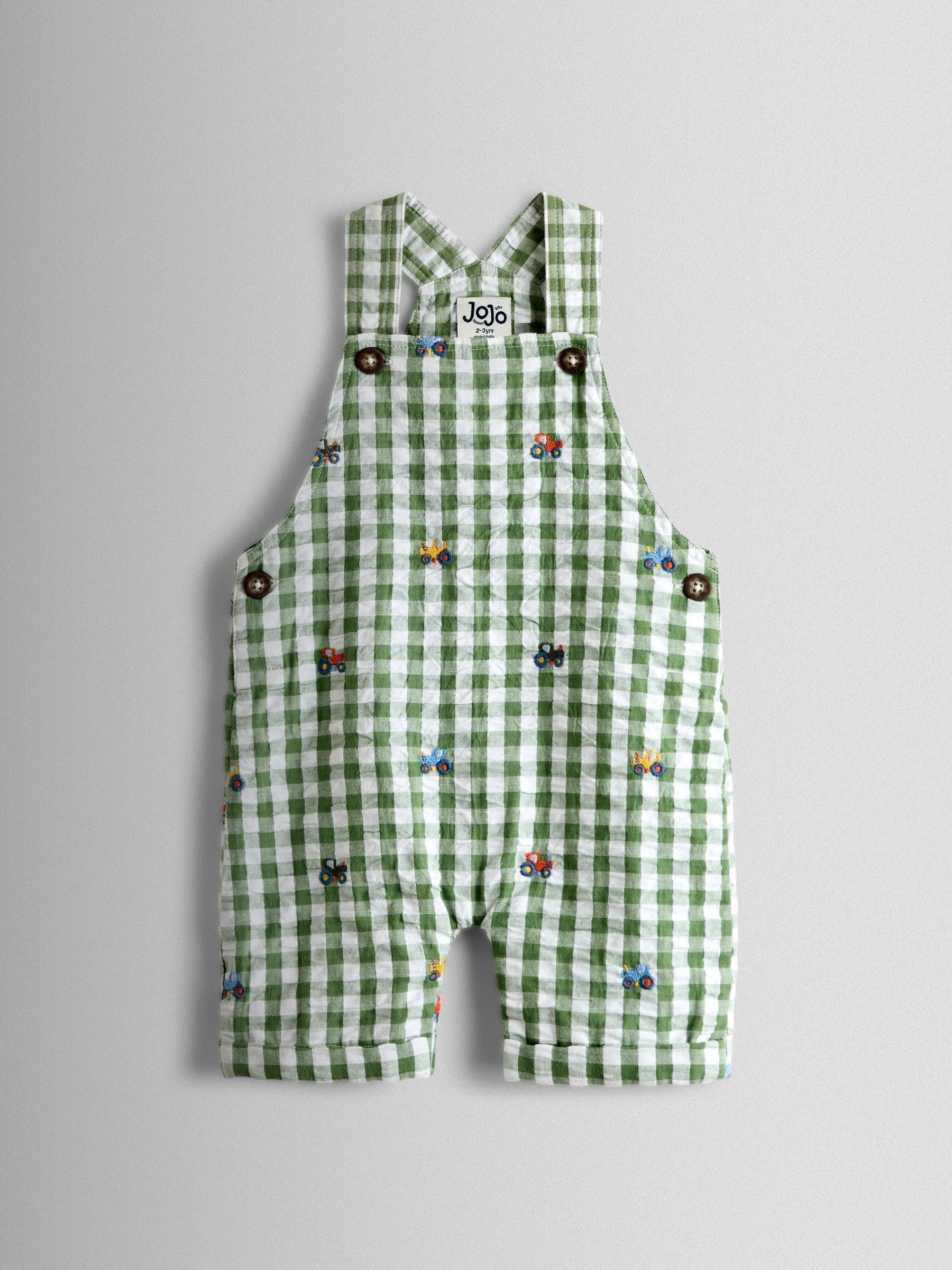 JoJo Maman Bébé Green Embroidered Dungarees image 2