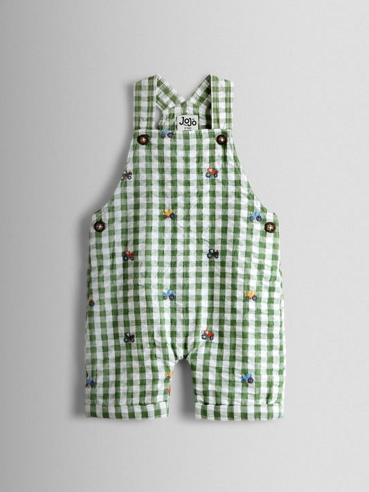JoJo Maman Bébé Green Embroidered Dungarees image 2
