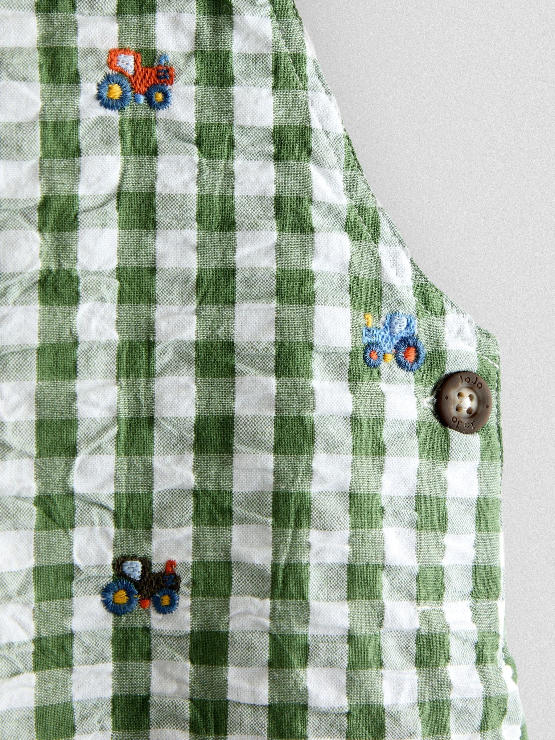 JoJo Maman Bébé Green Embroidered Dungarees image 4