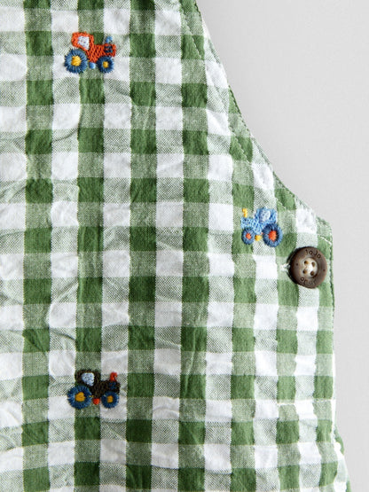 JoJo Maman Bébé Green Embroidered Dungarees image 4