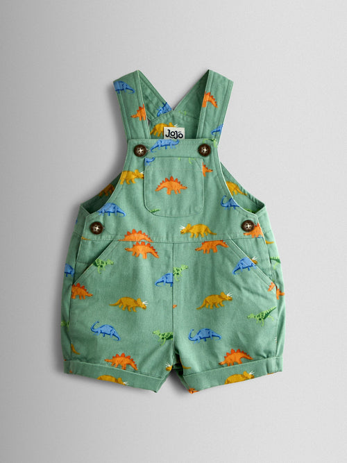 JoJo Maman Bébé Green Dino Printed Twill Dungaree image 1