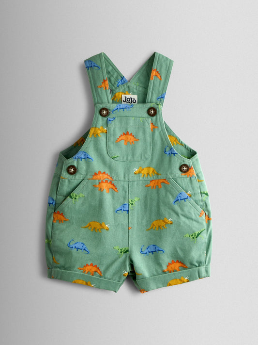 JoJo Maman Bébé Green Dino Printed Twill Dungaree image 1