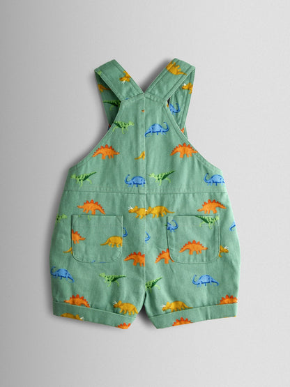 JoJo Maman Bébé Green Dino Printed Twill Dungaree image 2