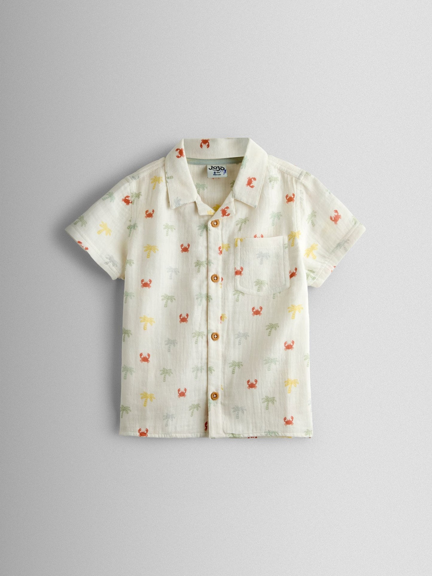 JoJo Maman Bébé Cream Palm Tree Cheesecloth Shirt image 1
