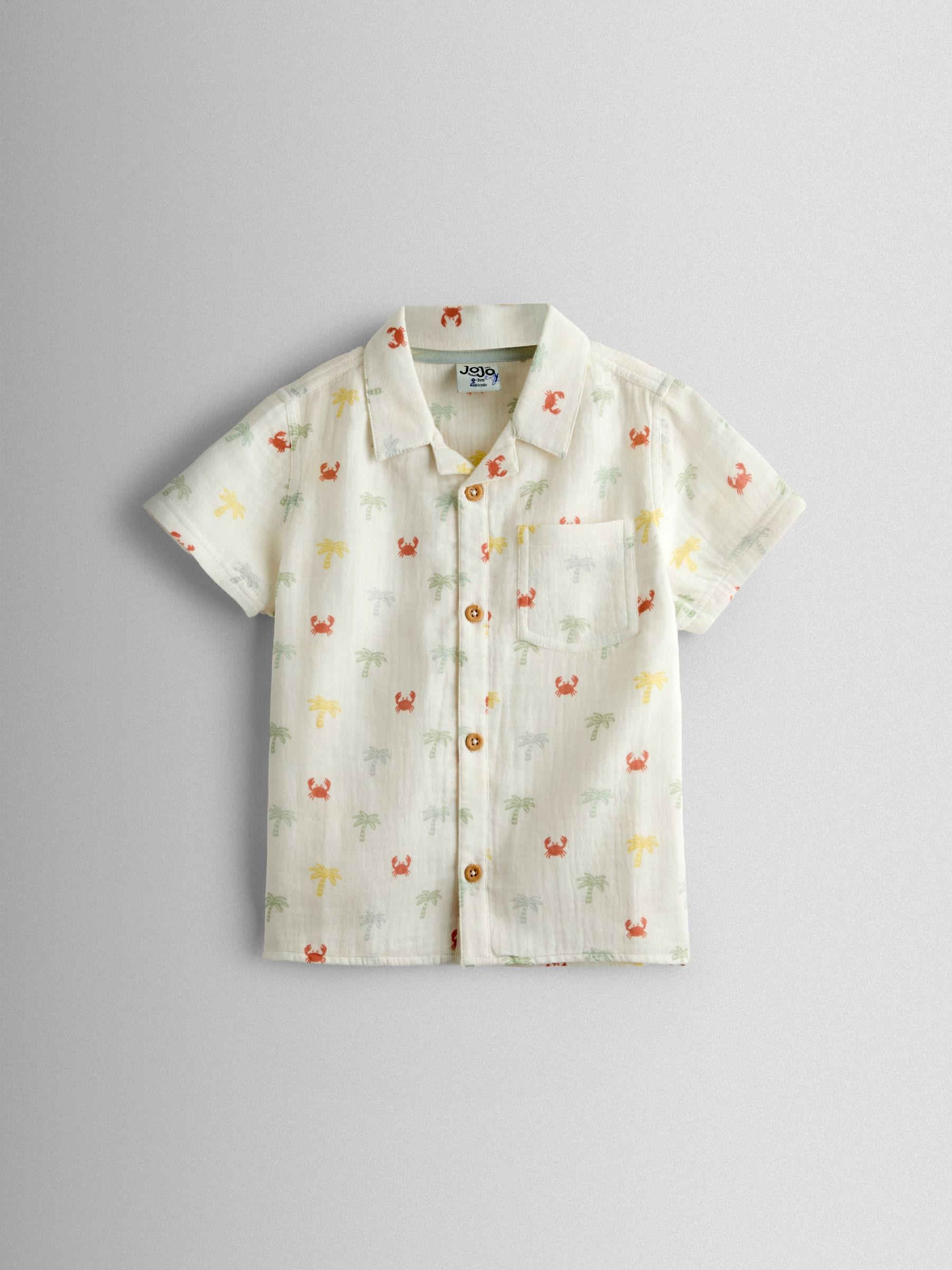 JoJo Maman Bébé Cream Palm Tree Cheesecloth Shirt image 1