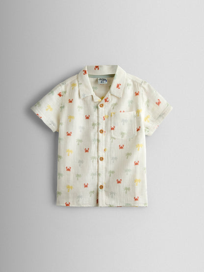 JoJo Maman Bébé Cream Palm Tree Cheesecloth Shirt image 1