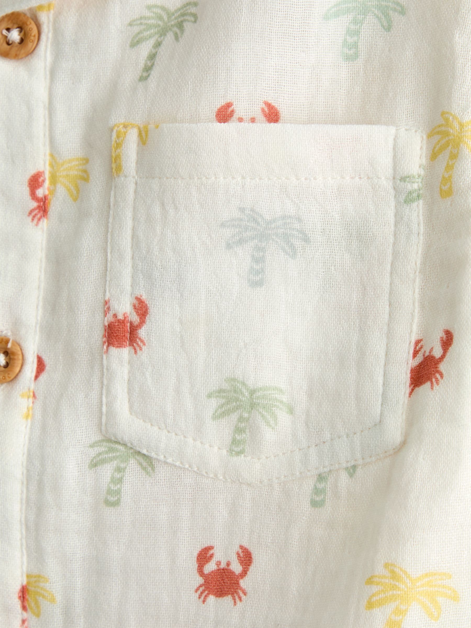 JoJo Maman Bébé Cream Palm Tree Cheesecloth Shirt image 3