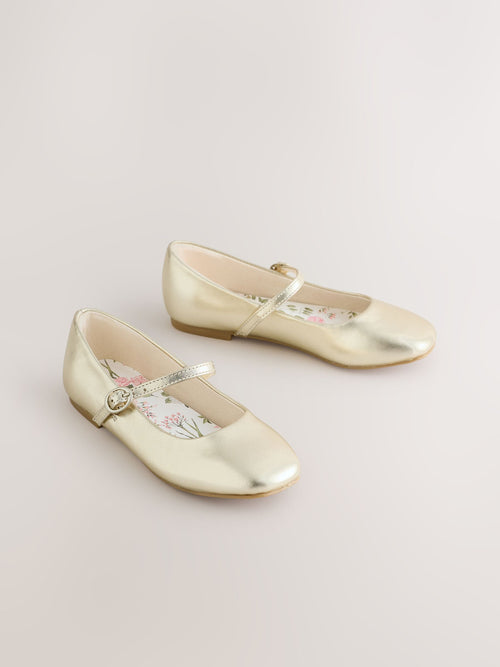 Dsiney Kidz - Gold Leather Standard Fit (F) Mary Jane Shoes image 1