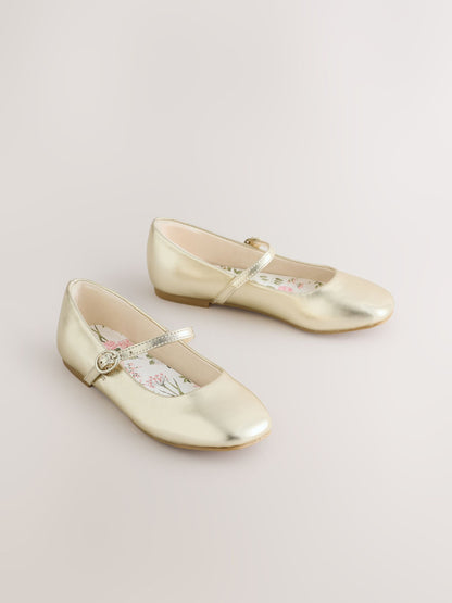 Gold Leather Standard Fit (F) Mary Jane Shoes image 1