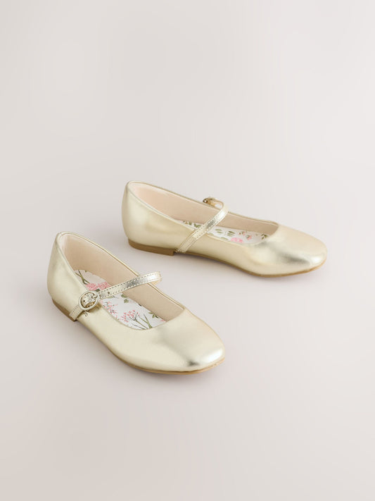 Dsiney Kidz - Gold Leather Standard Fit (F) Mary Jane Shoes image 1
