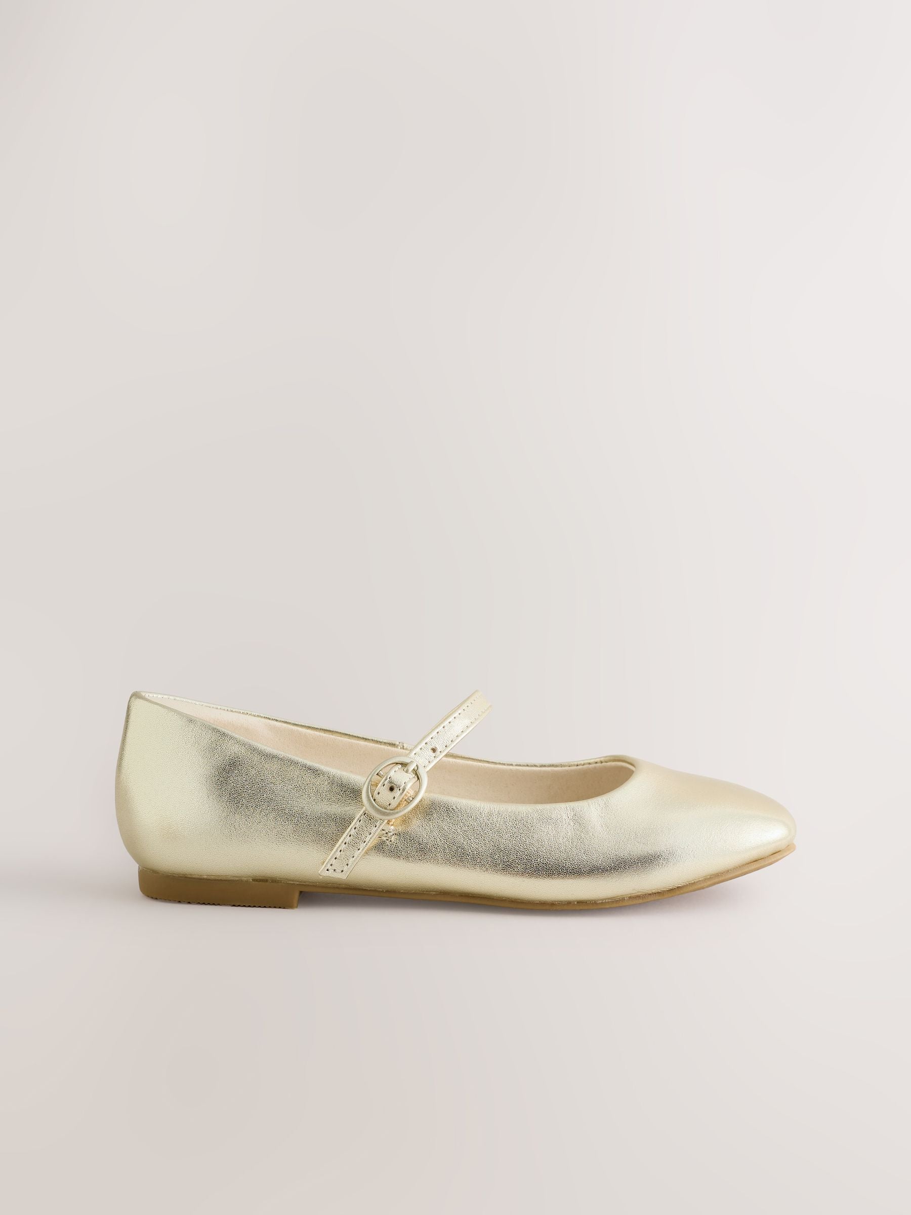 Gold Leather Standard Fit (F) Mary Jane Shoes image 2